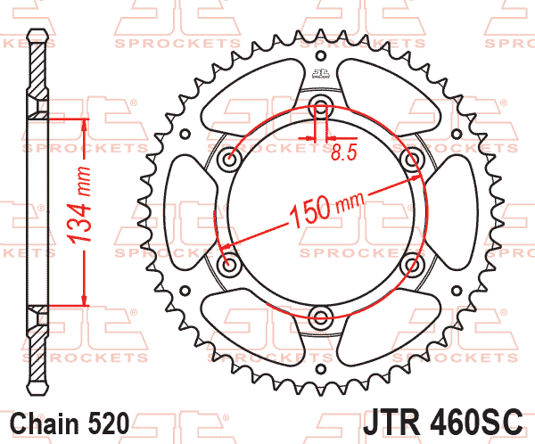 REAR SPROCKET STEEL BLK JTR460, LIGHTWEIGHT SELF-CLEANING, JTR460.49SC, JTR46049SC