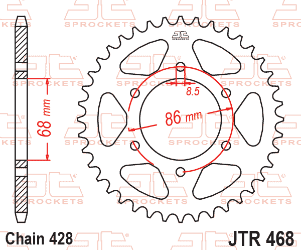 REAR SPROCKET JTR468.52 STEEL, HONDA ROAD JT