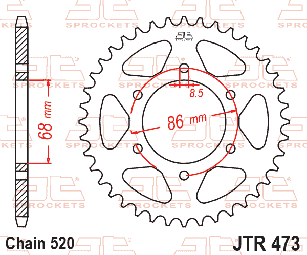 REAR SPROCKET JTR473.40 STEEL, HONDA ROAD JT