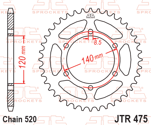 REAR SPROCKET JTR475.42 JT 520
