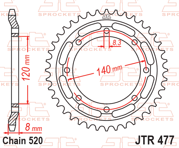 REAR SPROCKET JTR477.43 JT 520
