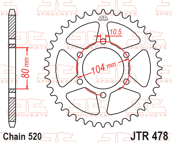 REAR SPROCKET JTR478.46 JT, BLACK STEEL