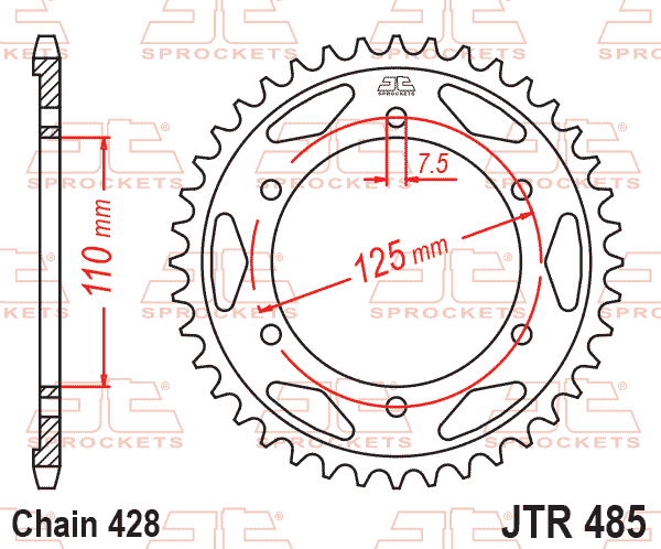 REAR SPROCKET ALLOY JTR485 428