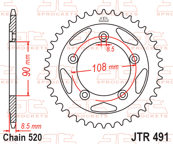 REAR SPROCKET STEEL JTR491.38, Ducati Road