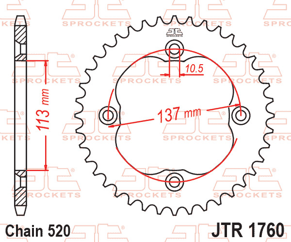 REAR SPROCKET STEEL JTR1760.35, BLACK, SR1760-35