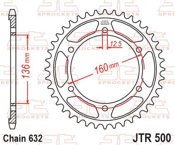 REAR SPROCKET JTR500.40 JT 632