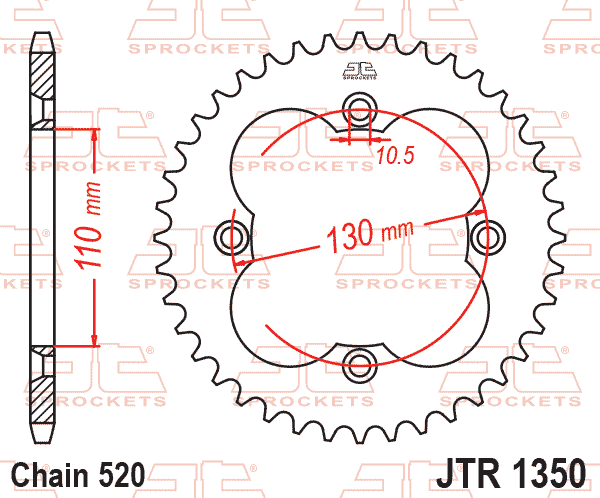 REAR SPROCKET JTR1350.38 TRX BLACK SR600-38, SR1350-38