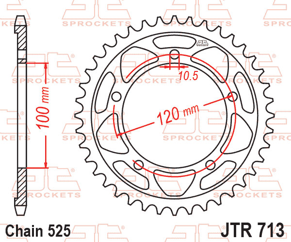 REAR SPROCKET JTR713.42 STEEL, ROAD