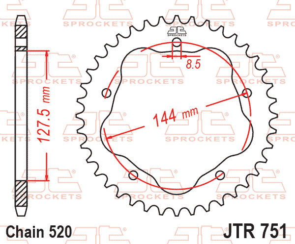 REAR SPROCKET STEEL JTR751.38 BLACK