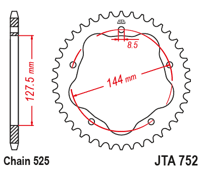 REAR SPROCKET ALLOY JTA752.39BLK