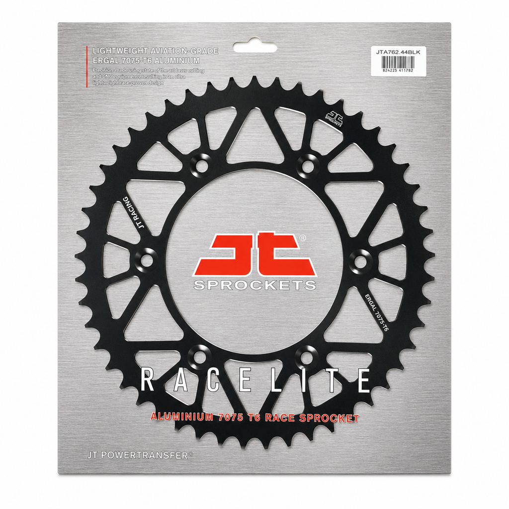 REAR SPROCKET ALLOY BLACK, JTA762.44BLK.7075-T6 Aluminium. DUCATI 520 Chain Conversion