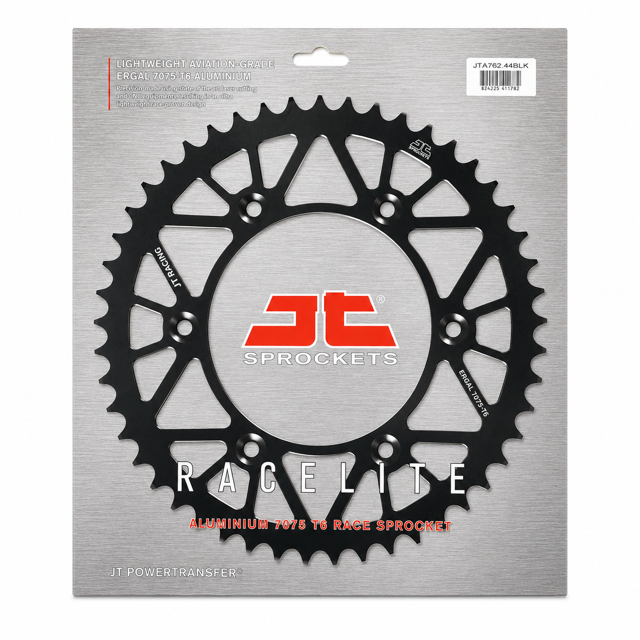 REAR SPROCKET ALLOY BLACK, JTA762.44BLK.7075-T6 Aluminium. DUCATI 520 Chain Conversion