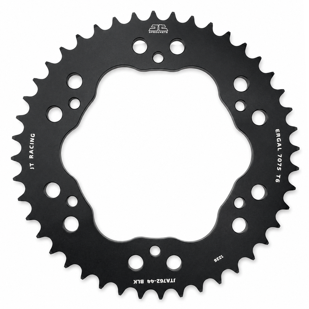 REAR SPROCKET ALLOY BLACK, JTA762.44BLK.7075-T6 Aluminium. DUCATI 520 Chain Conversion
