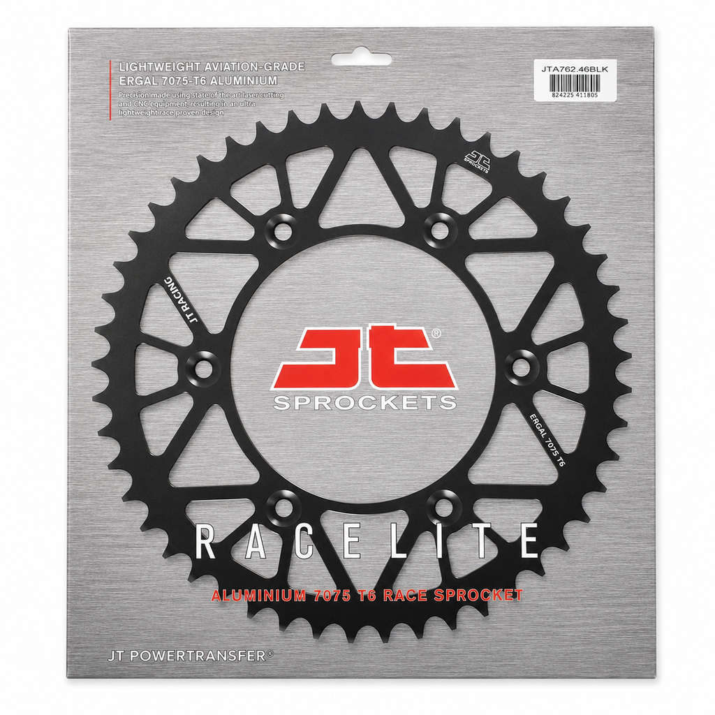 REAR SPROCKET ALLOY BLACK, JTA762.46BLK.7075-T6 Aluminium. DUCATI 520 Chain Conversion