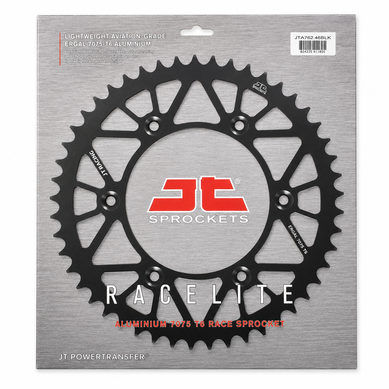 REAR SPROCKET ALLOY BLACK, JTA762.46BLK.7075-T6 Aluminium. DUCATI 520 Chain Conversion