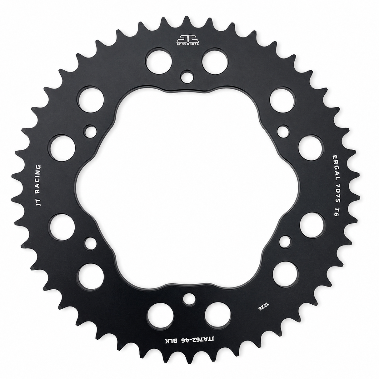 REAR SPROCKET ALLOY BLACK, JTA762.46BLK.7075-T6 Aluminium. DUCATI 520 Chain Conversion
