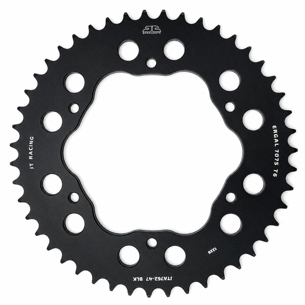 REAR SPROCKET ALLOY BLACK, JTA762.47BLK.7075-T6 Aluminium. DUCATI 520 Chain Conversion