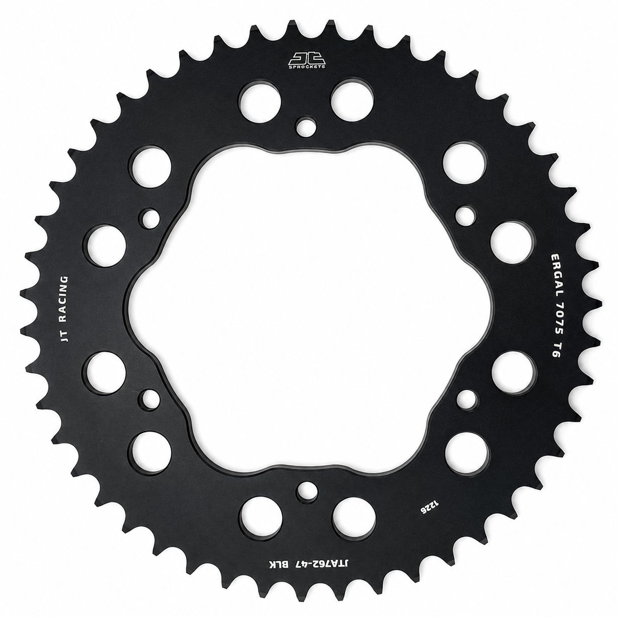 REAR SPROCKET ALLOY BLACK, JTA762.47BLK.7075-T6 Aluminium. DUCATI 520 Chain Conversion