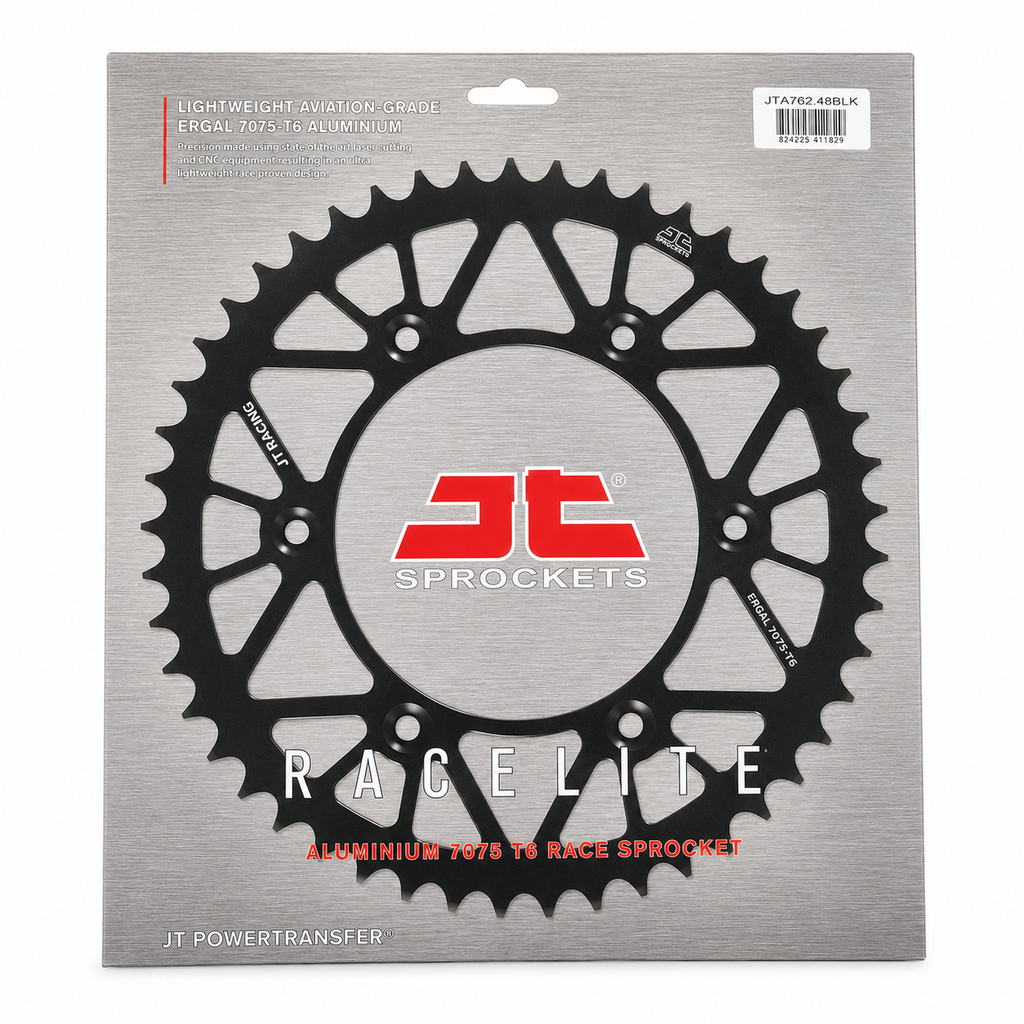REAR SPROCKET ALLOY BLACK, JTA762.48BLK.7075-T6 Aluminium. DUCATI 520 Chain Conversion