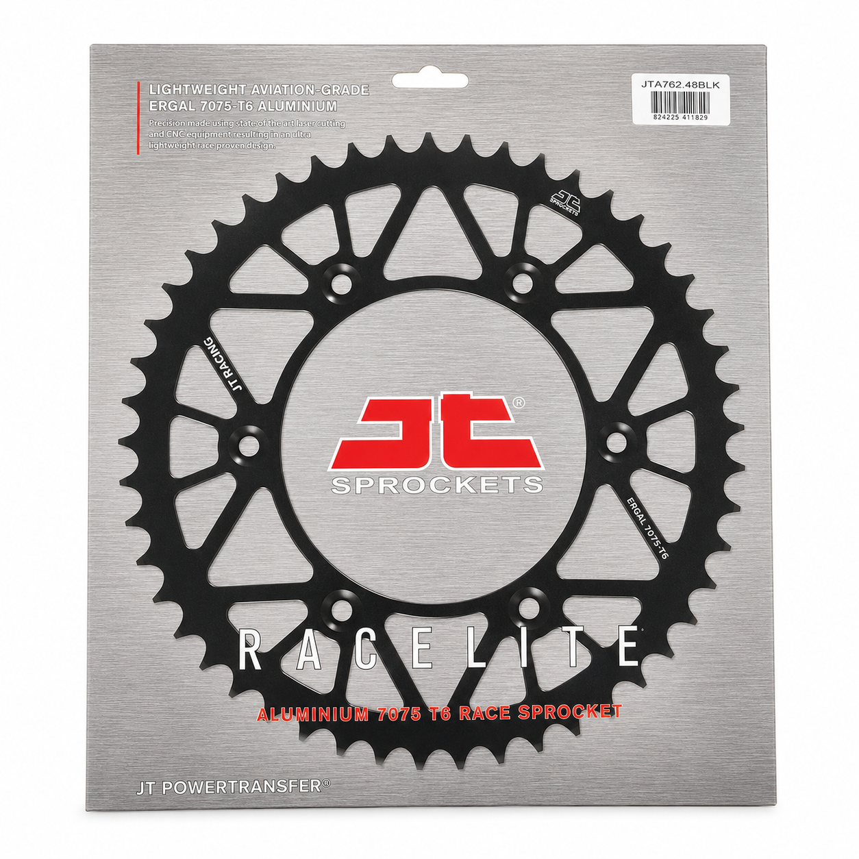REAR SPROCKET ALLOY BLACK, JTA762.48BLK.7075-T6 Aluminium. DUCATI 520 Chain Conversion