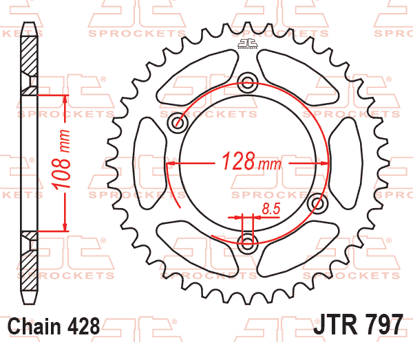 REAR SPROCKET JTR797.51 JT 428