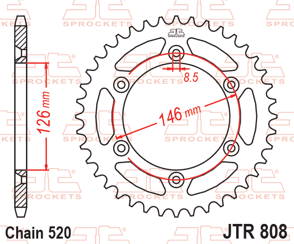 REAR SPROCKET STEEL HARD ZBK, C45 INDUCTION JTR808.41ZBK