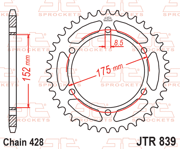 REAR SPROCKET JTR839.53 STEEL