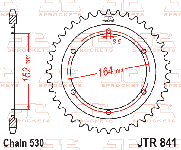 REAR SPROCKET JTR841.42 STEEL, CHAIN 50, SILVER