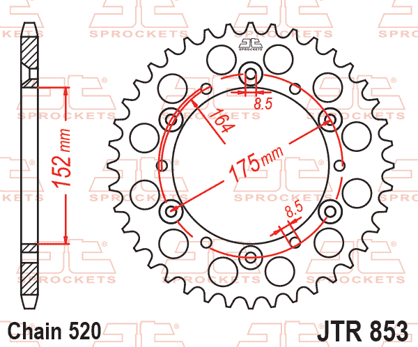 REAR SPROCKET STEEL JTR853.46 BLACK