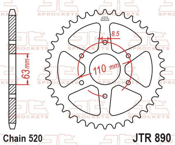 REAR SPROCKET JTR890.46ZBK JT 520