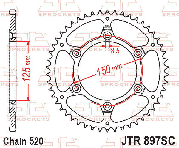 REAR SPROCKET STEEL JTR897.47SC, LIGHTWEIGHT SELF-CLEANING, JTR89747, JTR897.47 SR897-47