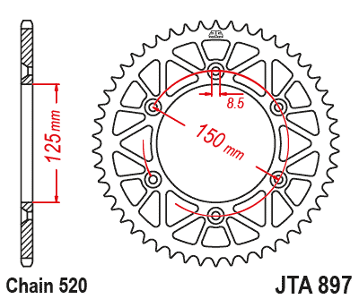 REAR SPROCKET ALLOY BLACK, JTA897.51BLK