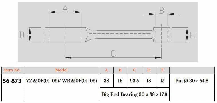 CONNECTING ROD YZF/WRF250, PSYCHIC MX-09614, 5NL-11651-00-00, 5NL-11651-10-00