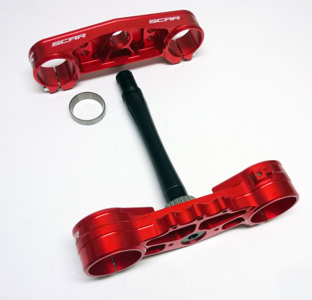 TRIPLE CLAMPS RED 97-07 HONDA CR CRF 125 250 450 R 22mm OFFSET 53219-KZ3-J20 SCAR S2418