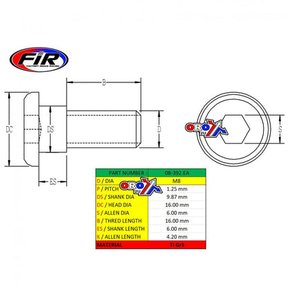 DISC BOLT M8x22mm -10 BOSS EA, TITANIUM GRADE 5 /DISC BOLT