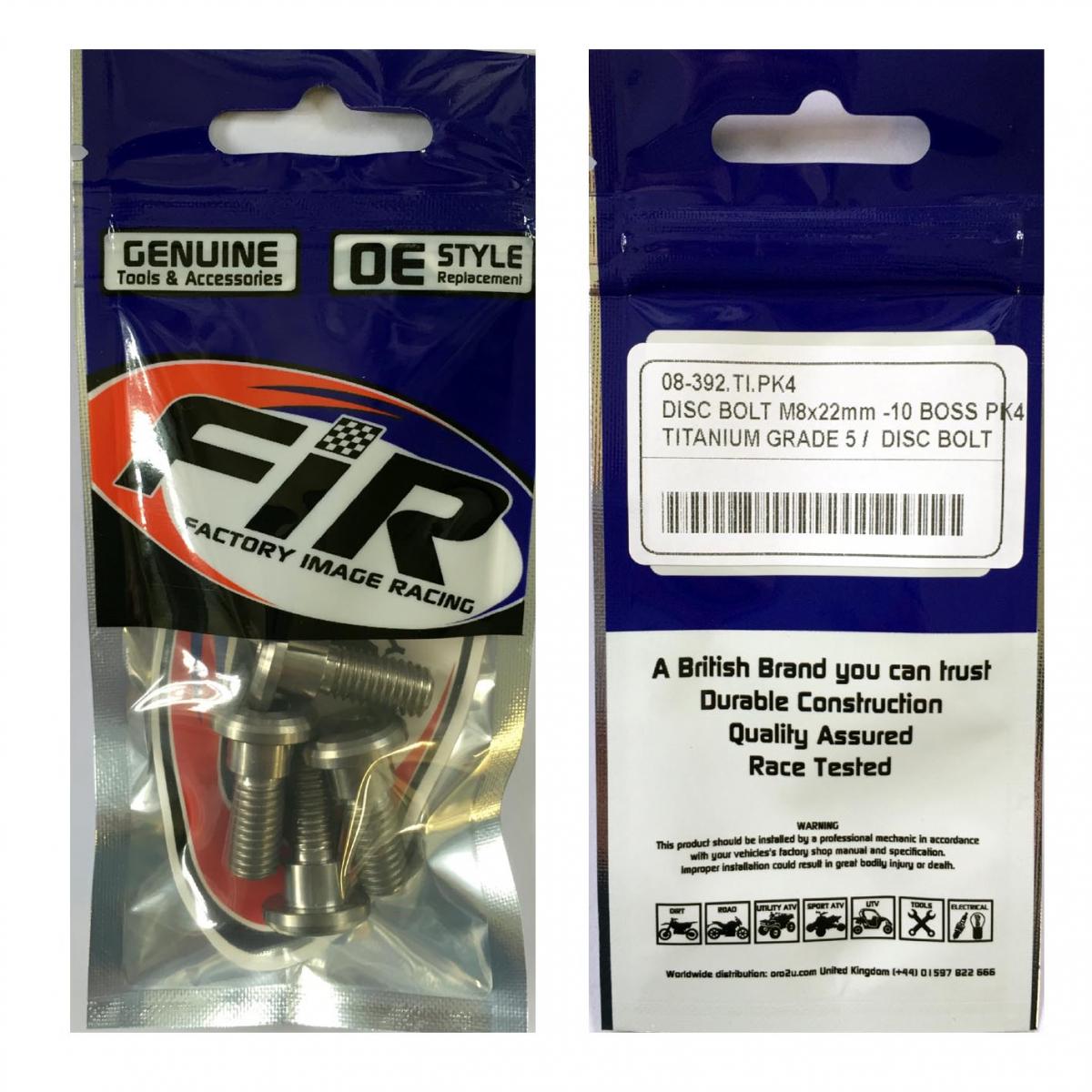 DISC BOLT M8x22mm -10 BOSS PK4, TITANIUM GRADE 5 /DISC BOLT 90105-MK5-010 90105-MK5-000