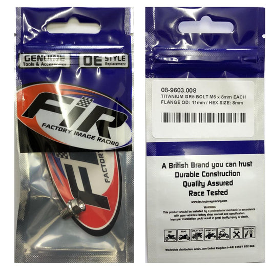 TITANIUM GR5 BOLT M6 x 8mm EACH, FLANGE OD: 11mm / HEX SIZE: 8mm, / WATER PUMP BOLT