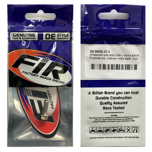 TITANIUM GR5 BOLT M5 x 14mm EACH, FLANGE OD: 9.90mm / HEX SIZE: 7mm, /