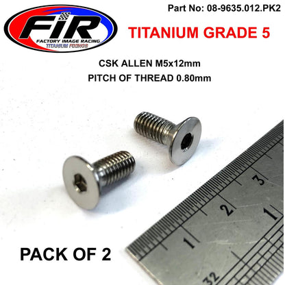 TITANIUM CSK ALLEN M5X12mm, TITANIUM GRADE 5 / PK 2