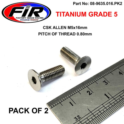 TITANIUM CSK ALLEN M5X16mm, TITANIUM GRADE 5 / PK 2