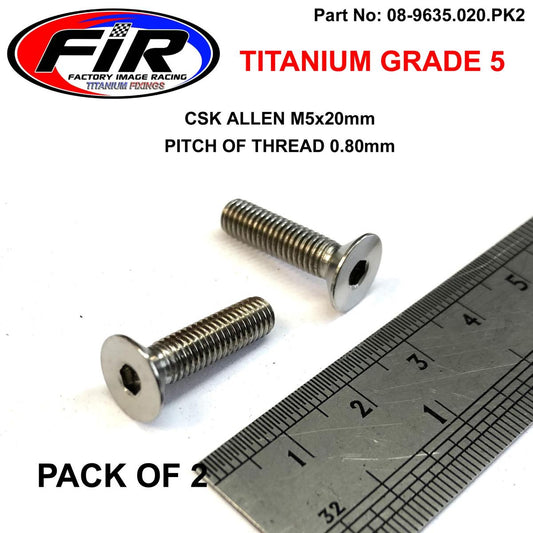 TITANIUM CSK ALLEN M5X20mm, TITANIUM GRADE 5 / PK 2
