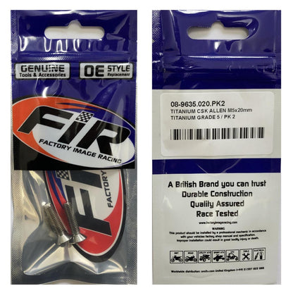 TITANIUM CSK ALLEN M5X20mm, TITANIUM GRADE 5 / PK 2