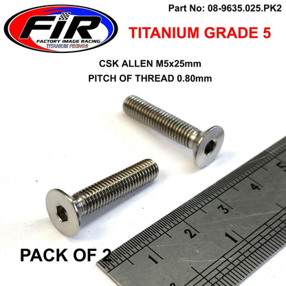 TITANIUM CSK ALLEN M5X25mm, TITANIUM GRADE 5 / PK 2