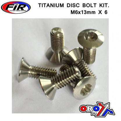 BOLT DISC TORX M6 x 13mm CSK, TITANIUM GRADE 5 /PACK OF 6