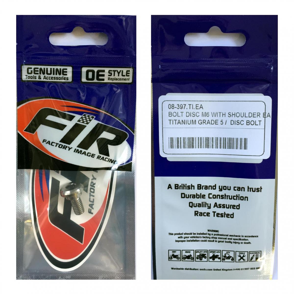 BOLT DISC M6 WITH SHOULDER EA, TITANIUM GRADE 5 /DISC BOLT