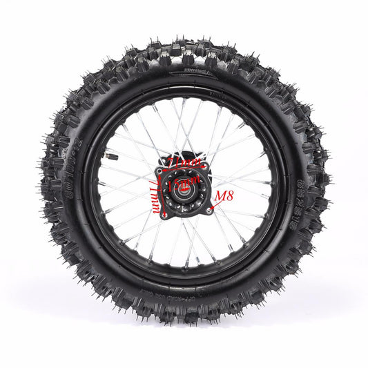 REAR WHEEL 12 PIT BIKE 15MM AXLE, 12-80/100