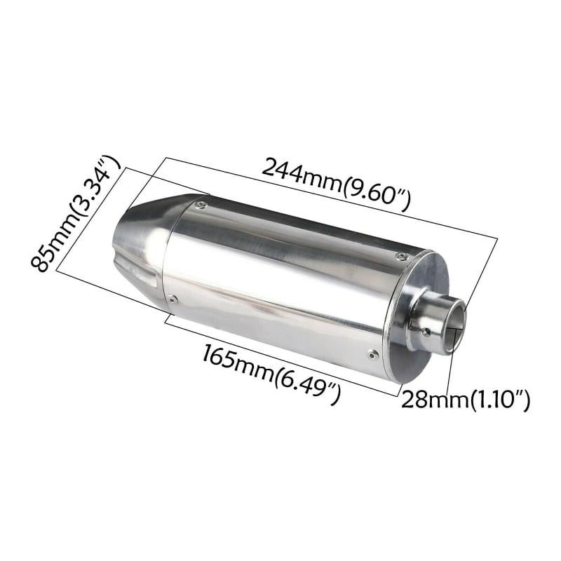 UNIVERSAL 28mm PITBIKE SILENCER EXHAUST 50cc 70cc 90cc 110cc125cc