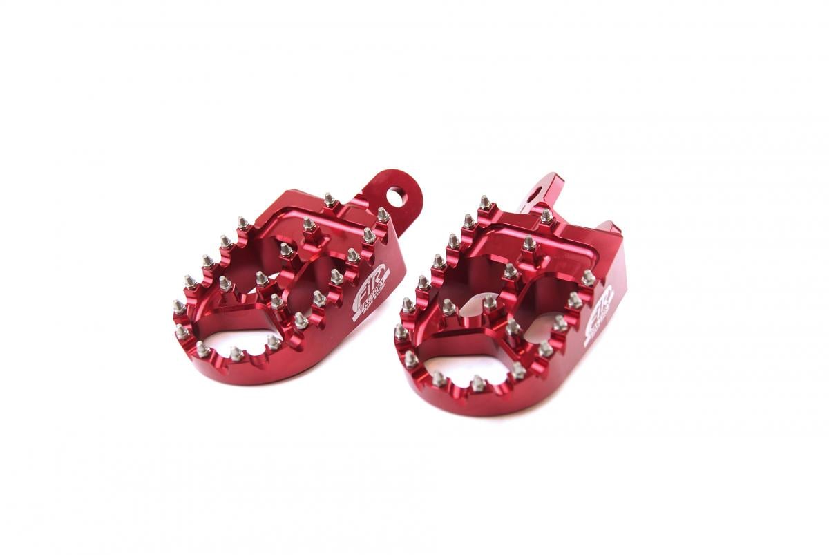 FOOT PEG SET ALU. CR80/85 XR250/600, ALUMINUM RED, BILLET ASF-331