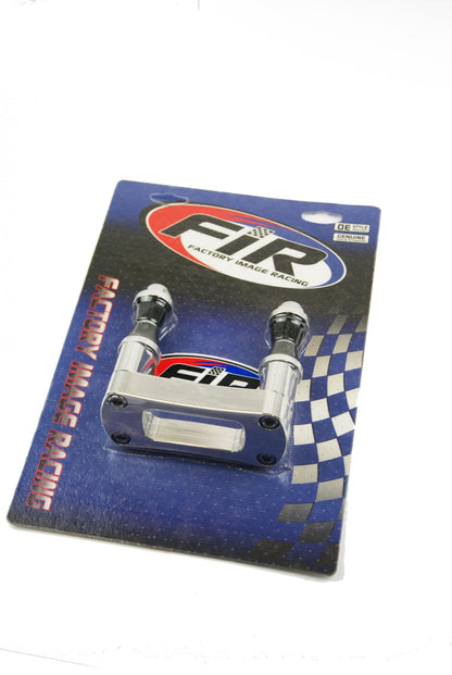 STEERING BAR CLAMP 22.2mm SILVER, 100mm MOUNTING, M10 BOLTS