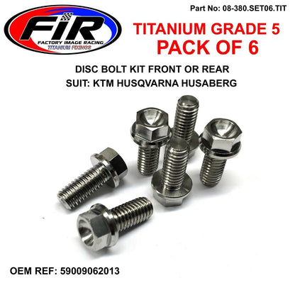 BOLT DISC TITANIUM FRONT OR REAR, KTM / / PACK OF 6, KTM OEM REF:59009062013 2001>2020